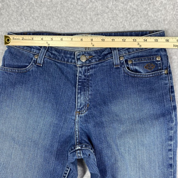 Harley-Davidson Bootcut Jean Women 10 Regular 32x32 Blue Excellent Stretch Biker - Picture 7 of 12